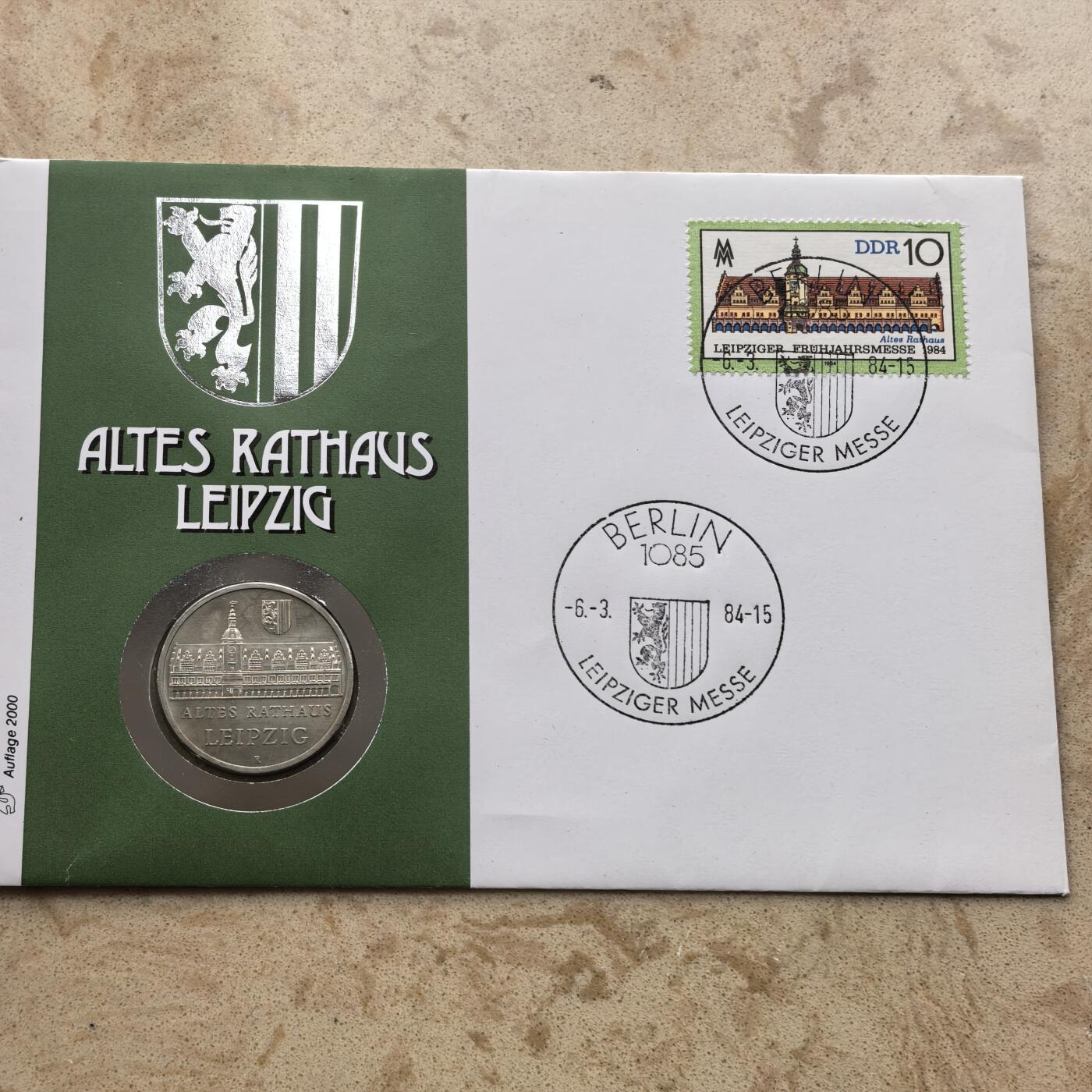 道一币馆币章第一百六十八场 邮币封 民主德国1984年莱比锡圣托马斯教堂5马克纪念币