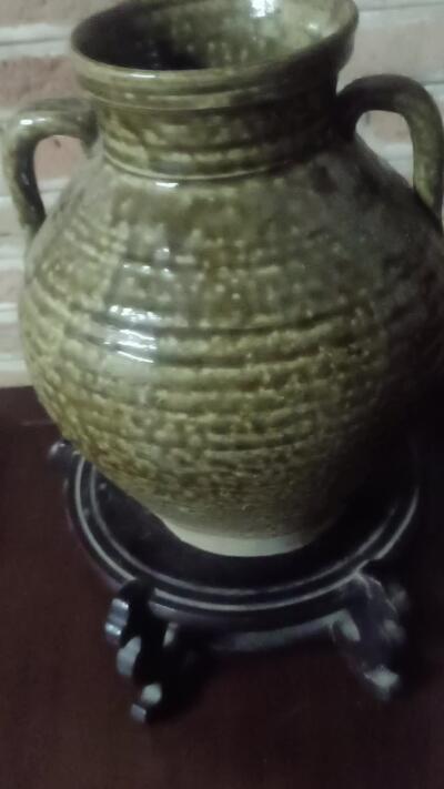 清代褐色釉双系罐