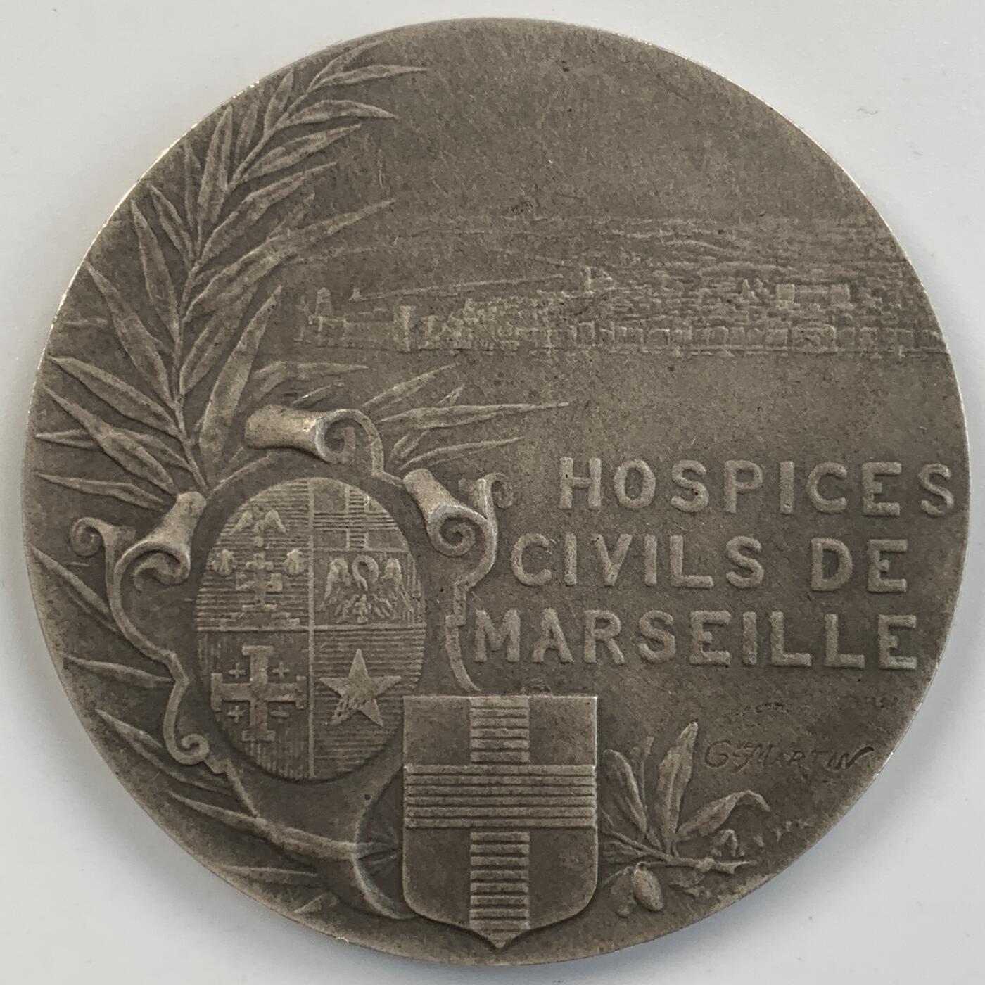 掌中浮雕-藏着的欧洲第054场 1913年法国马赛市民医院银章，50mm，63.5g