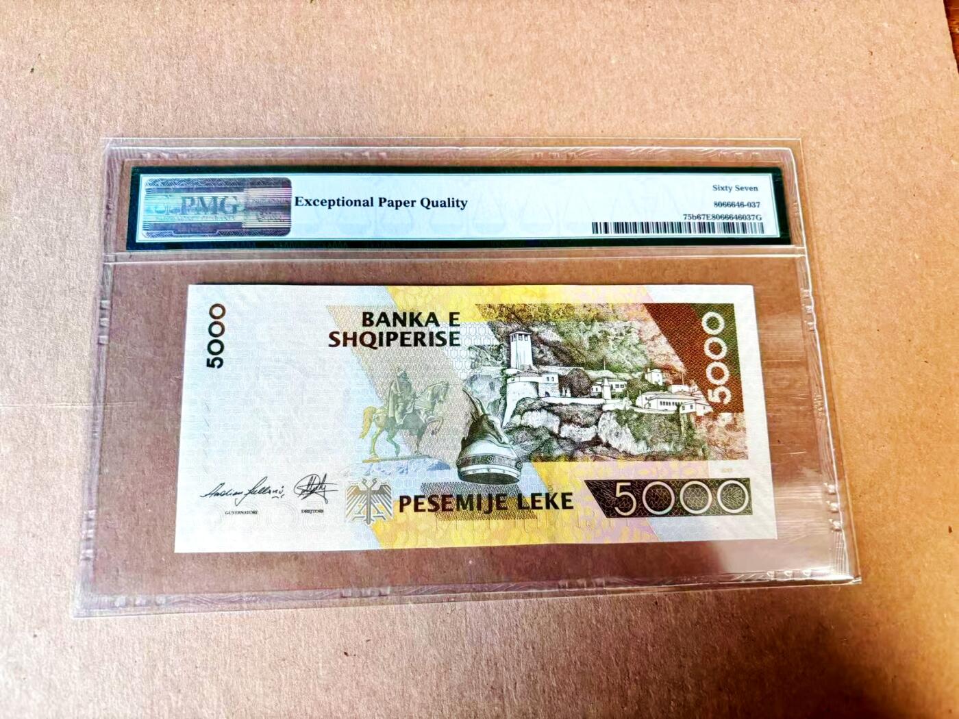 【Blue Auction】世界纸币精拍第793期——18级TOP拍卖/信誉/品质/专业/高效💫 阿尔巴尼亚 2013年5000列克 PMG67EPQ 