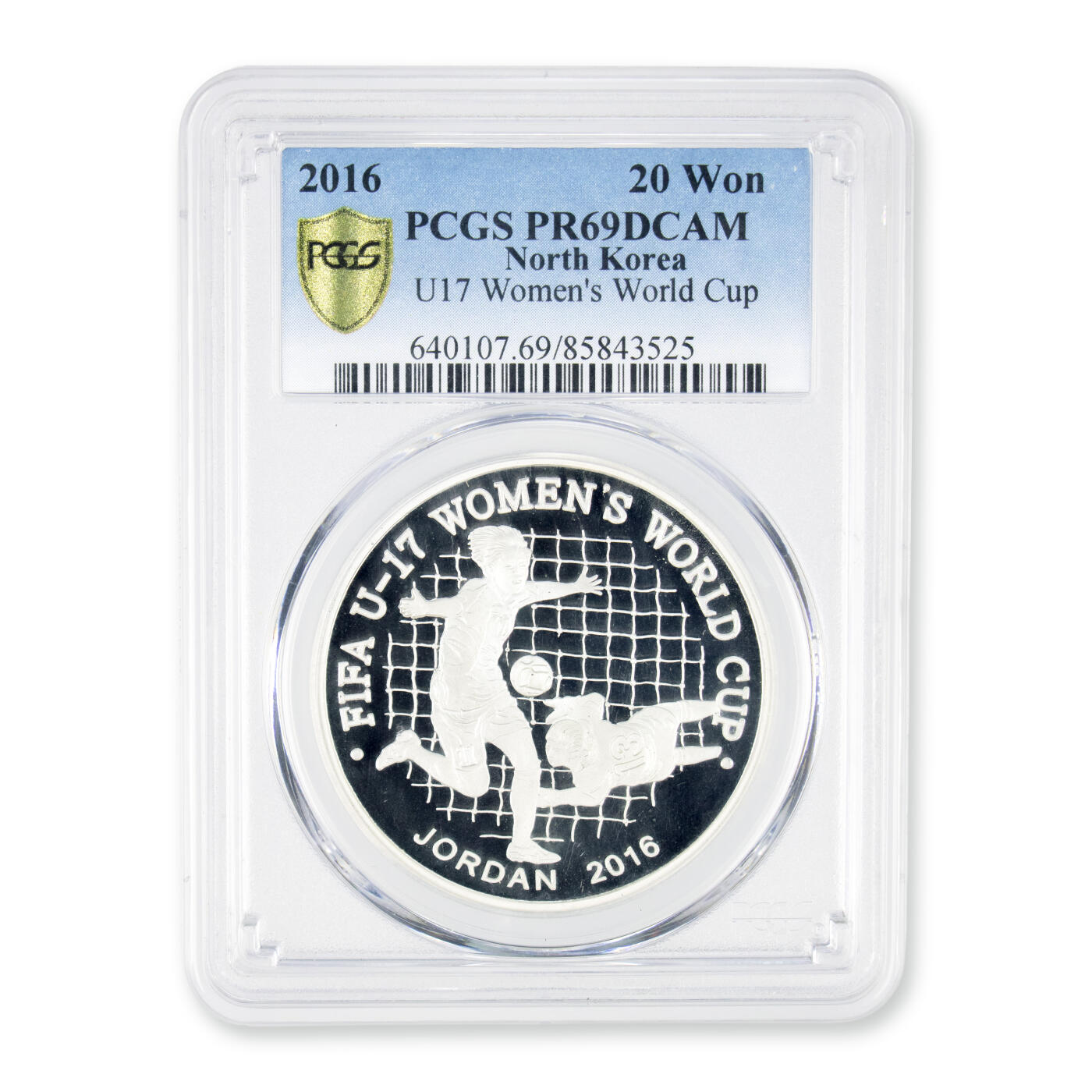 2016年朝鲜-女足夺冠纪念银币2枚大全31g999纯银PCGS 69