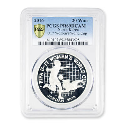 2016年朝鲜-女足夺冠纪念银币2枚大全31g999纯银PCGS 69 - 2016年朝鲜-女足夺冠纪念银币2枚大全31g999纯银PCGS 69