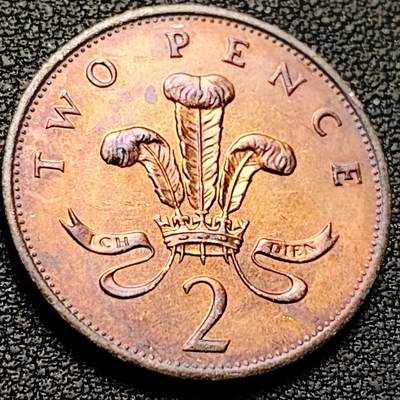 泉币菌-第207场-拍品多 请提前出价 - 1987年 英国2便士铜币 威尔士皇冠 高冠女王 25.9mm