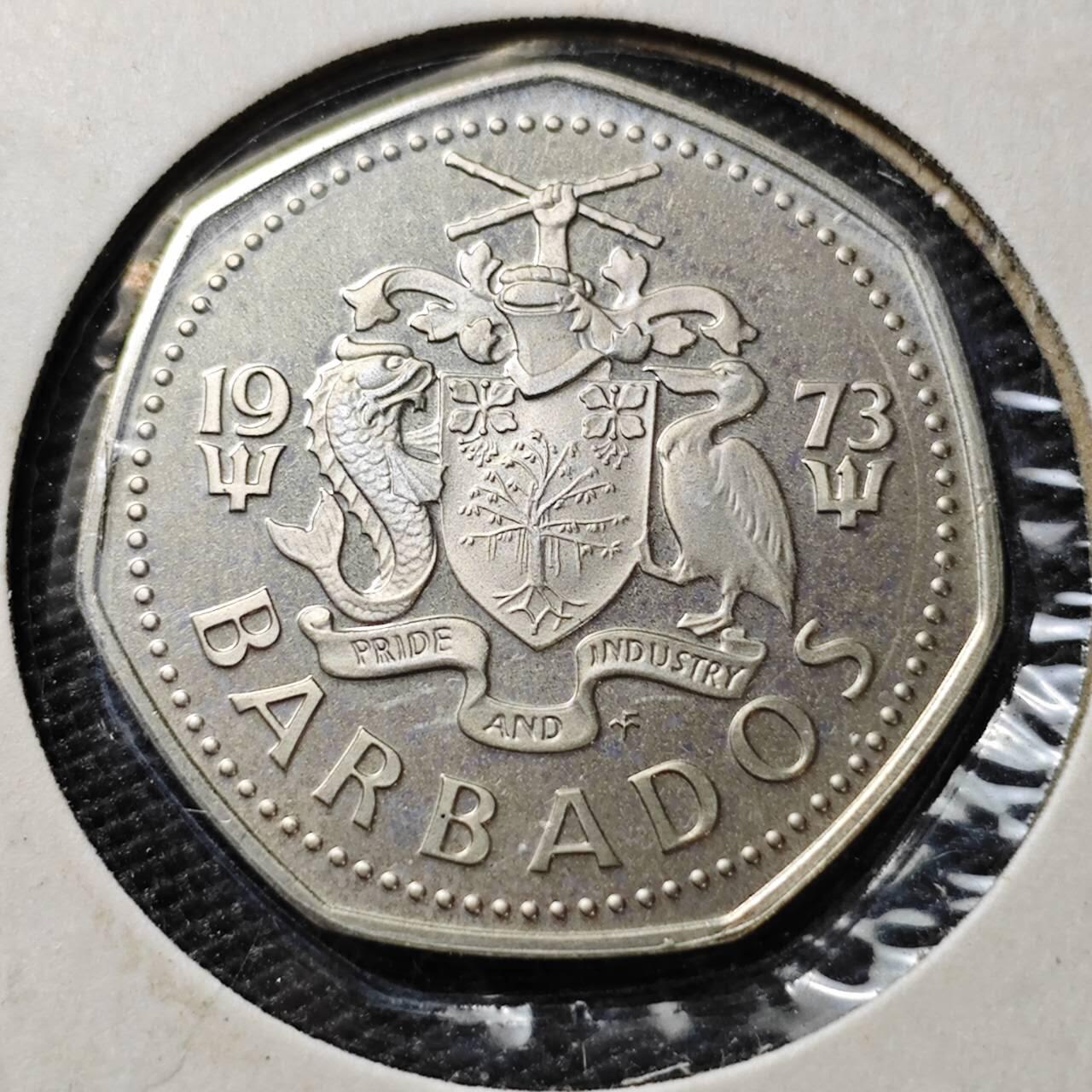 KK钱币收藏小铺   第405期 2月预留时间 周末发货 1973巴巴多斯1元 精制币