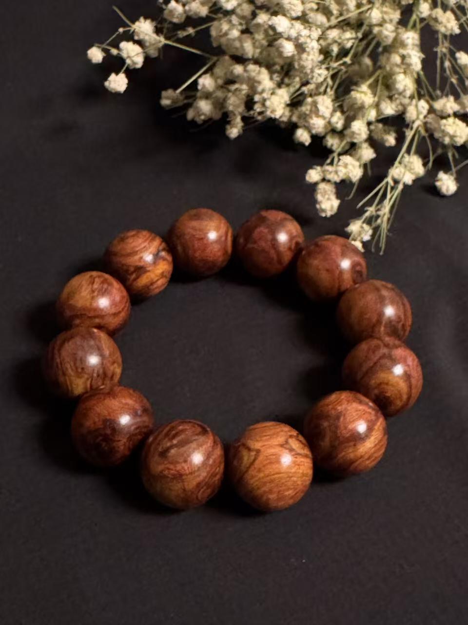 零元拍：鬼脸花纹海南黄花梨手串2.0