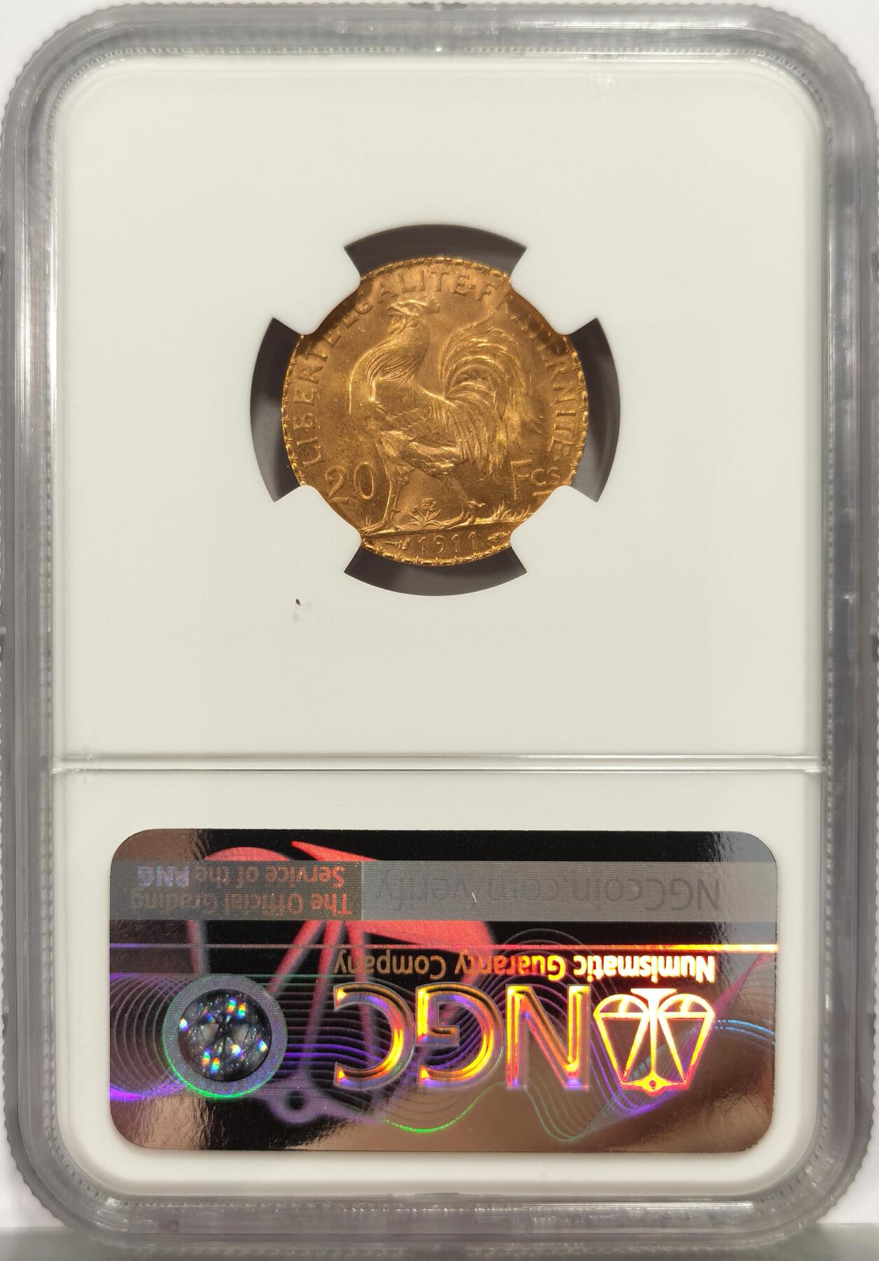 博洋堂世界钱币拍卖第164期（全场包邮） NGC MS65 法国1911年20法郎金币 好年份高分