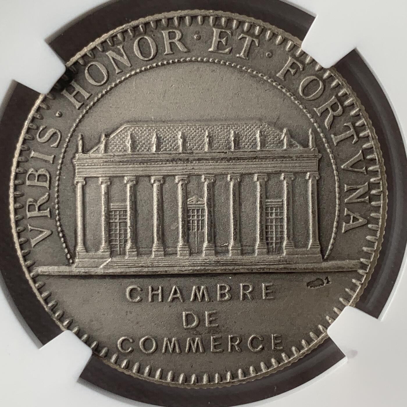 掌中浮雕-藏着的欧洲第054场 NGC MS65MATTE ：法国南特市商会银章，32mm
