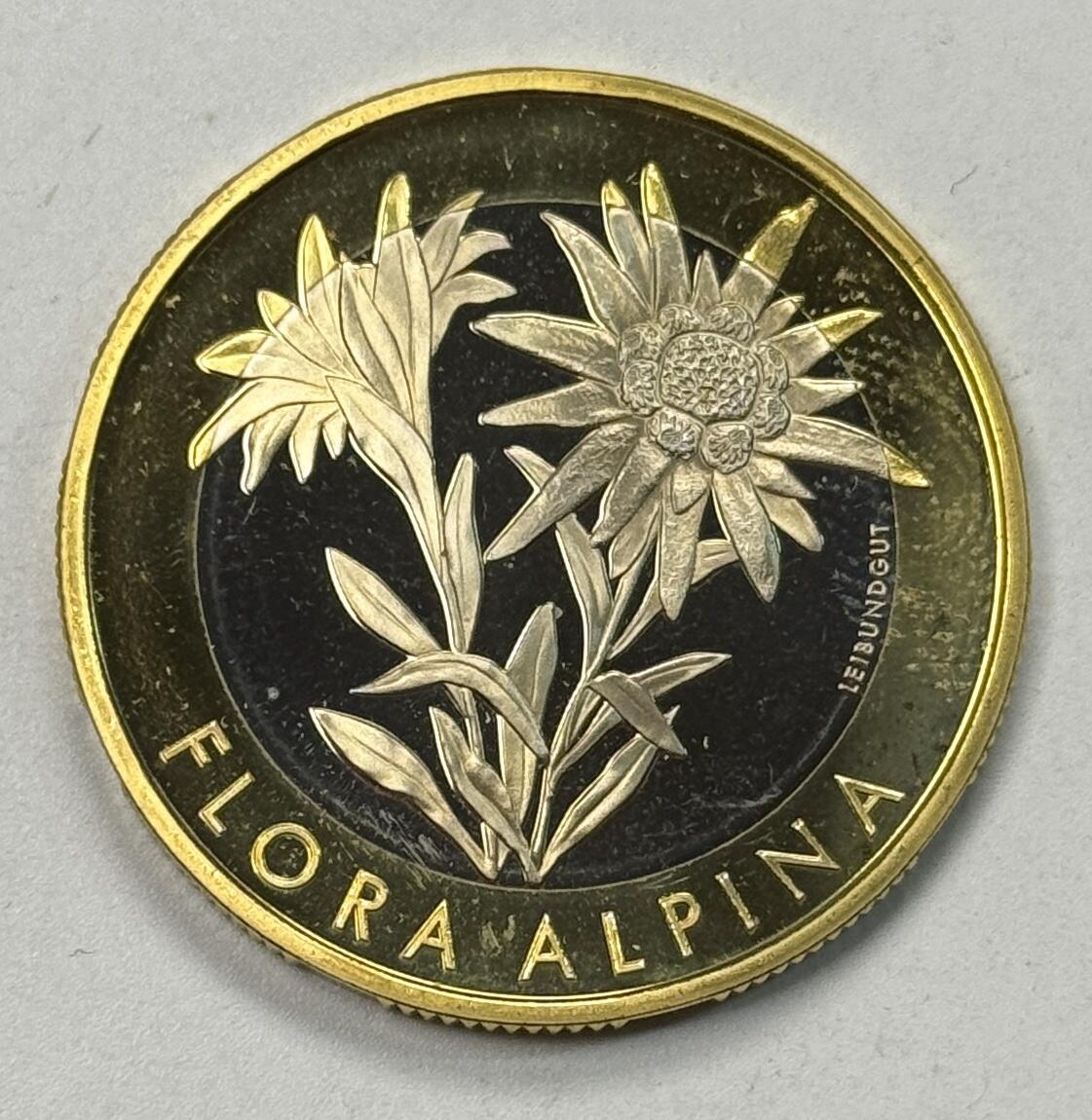 S&S Numismatic世界钱币-拍卖 第122期  瑞士2016年 高山植物-雪绒花 10法郎双色纪念币 精制