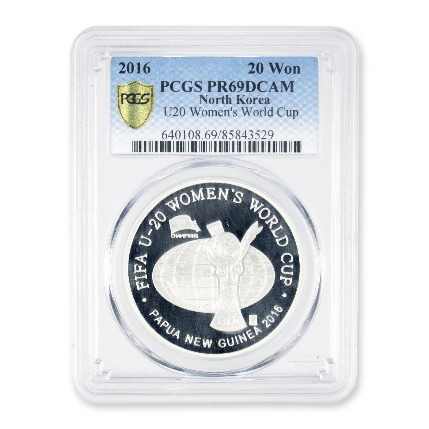 2016年朝鲜-女足夺冠纪念银币2枚大全31g999纯银PCGS 69