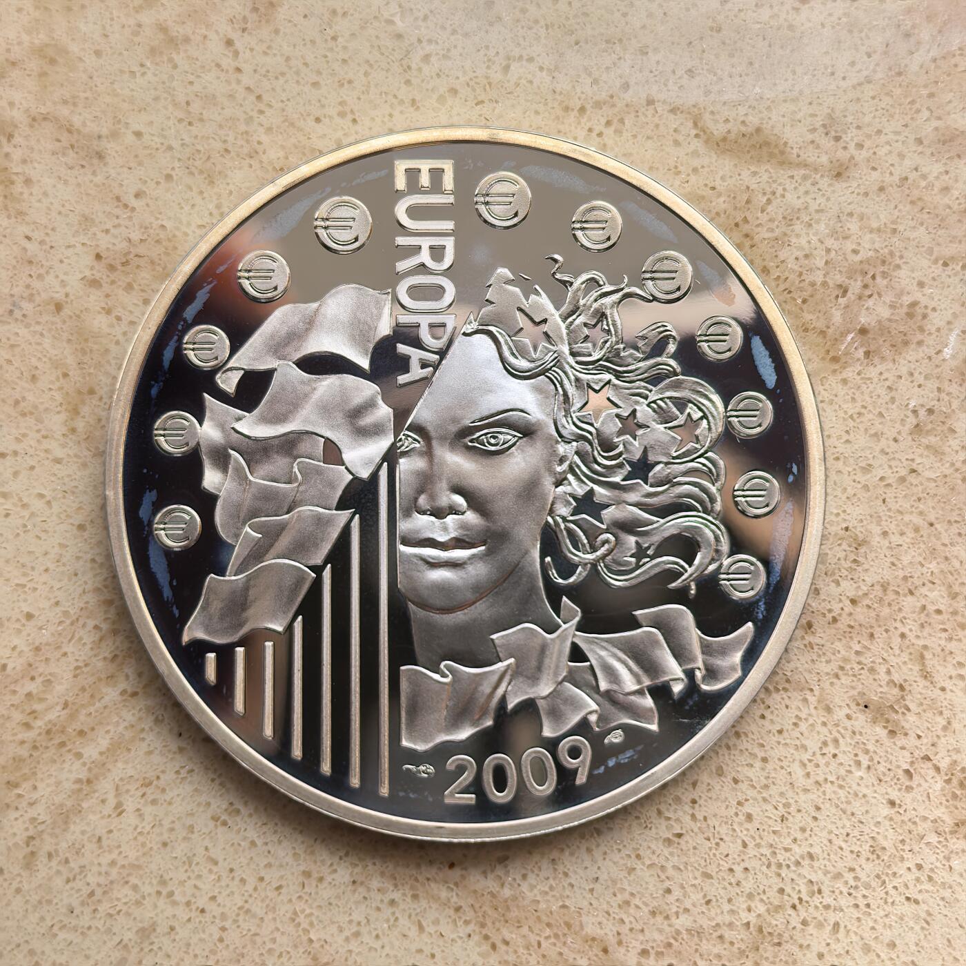 道一币馆币章第一百六十八场 原盒证 法国2009年柏林墙倒塌20周年10欧元银币 22.2g 900s 10000