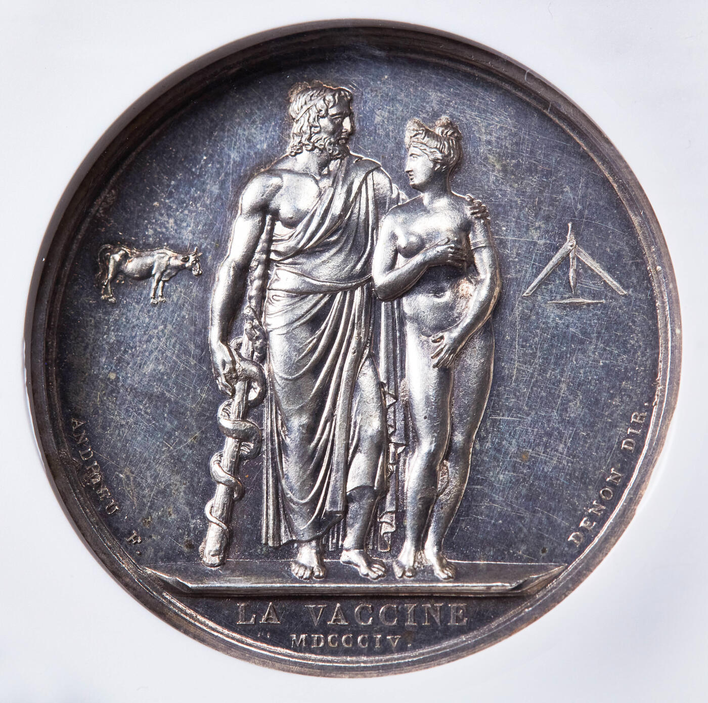 【俄甄集藏】2026年(049)03-18星期三 晚 19:30 全场包邮 法国1804年拿破仑帝国纪念天花疫苗接种大银章，NGC MS61，高浮雕，类精制底板，原味状态