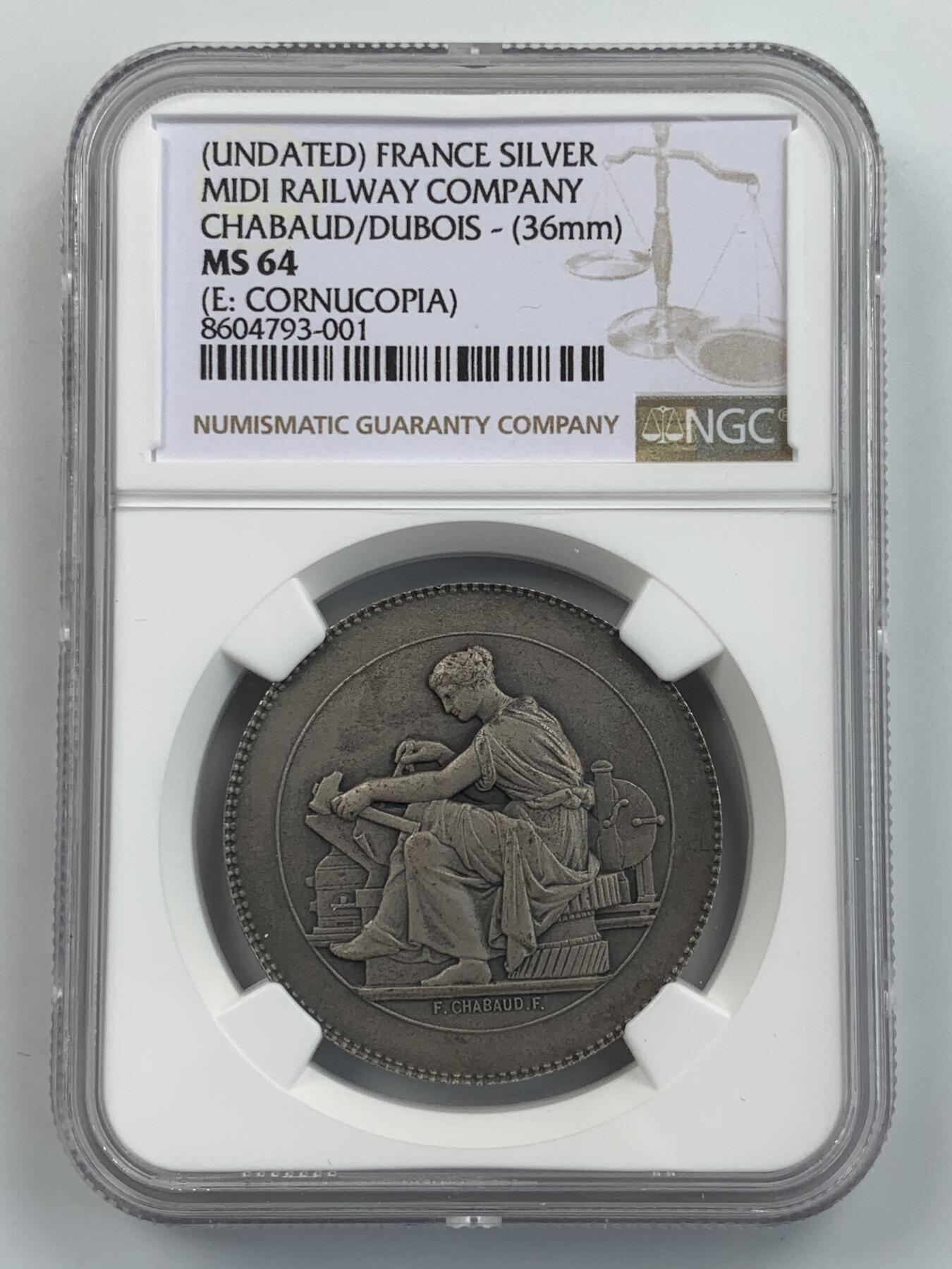 掌中浮雕-藏着的欧洲第054场 NGC MS64 : 法国南部铁路公司银章，36mm