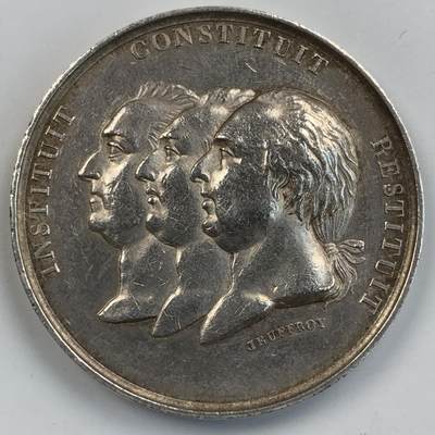 掌中浮雕-藏着的欧洲第054场 - 1815年法国巴黎农业协会银章，37mm，24.3g，光边无边铭