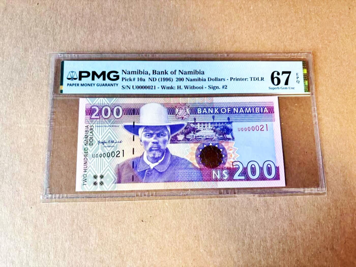 【Blue Auction】世界纸币精拍第793期——18级TOP拍卖/信誉/品质/专业/高效💫 【21小号】纳米比亚 1996年200元 PMG67EPQ 