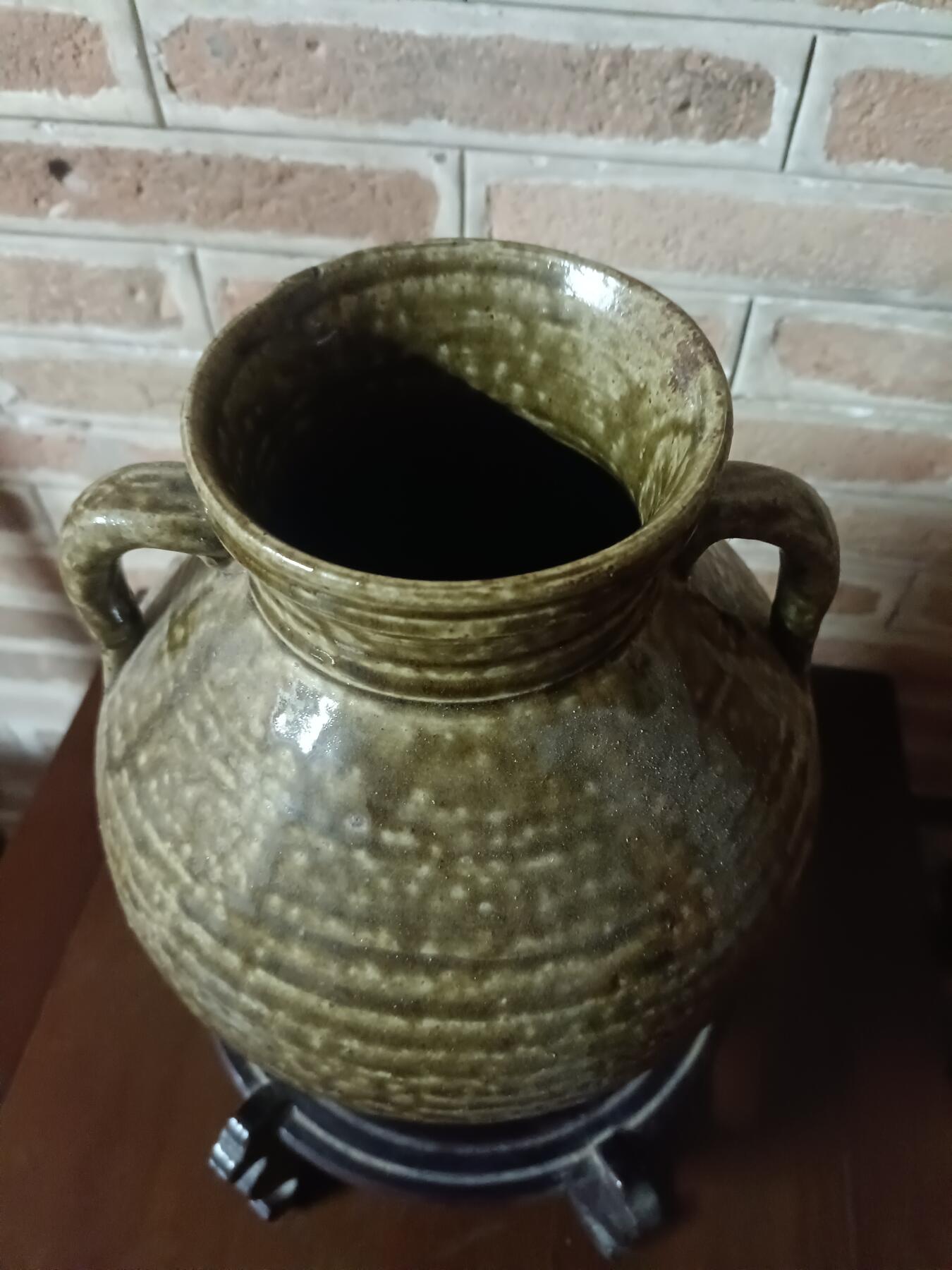 清代褐色釉双系罐