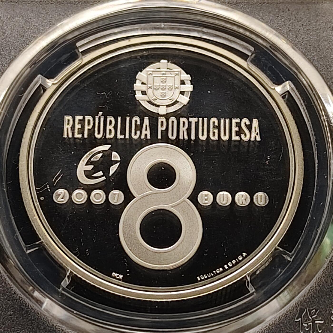 【全场包邮】纯粹捡漏拍511场 葡萄牙2007年8欧元古斯芒的轻型飞艇精制纪念银币【36毫米31.1克92.5%】