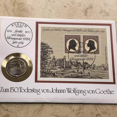 道一币馆币章第一百六十八场 - 邮币封 民主德国1982年歌德在魏玛的别墅5马克纪念币