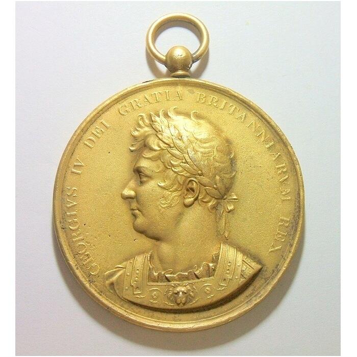 【艺术】英国艺术大章1820年 乔治四世高浮雕精制超大镀金章 68MM 101克 鎏金工艺（蘸金水）金层要厚