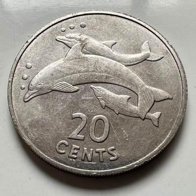 🌹外币初藏🌹🐯2026年第27场   每周二四六晚8️⃣点 接代拍 - 基里巴斯 1979年 20分铜镍币（海豚）