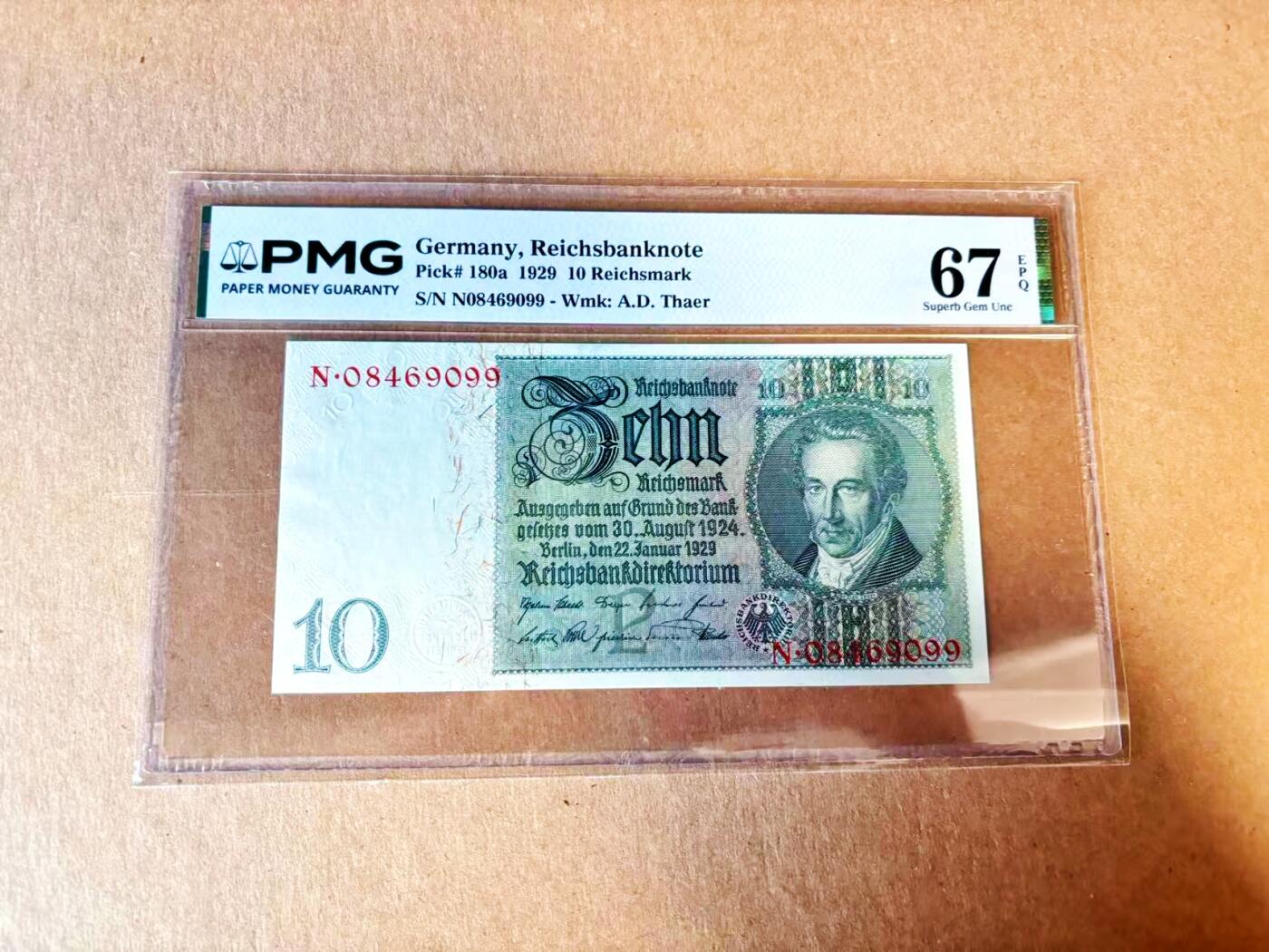 【Blue Auction】世界纸币精拍第793期——18级TOP拍卖/信誉/品质/专业/高效💫 德国 1929年10马克 PMG67EPQ 