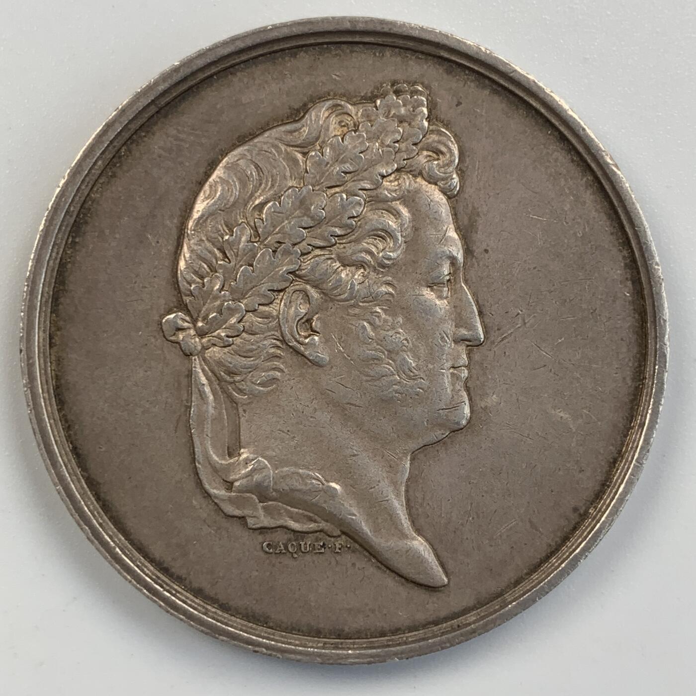 掌中浮雕-藏着的欧洲第054场 1833年法国商业与保险经纪人银章，34.5mm, 17.8g，油灯边铭