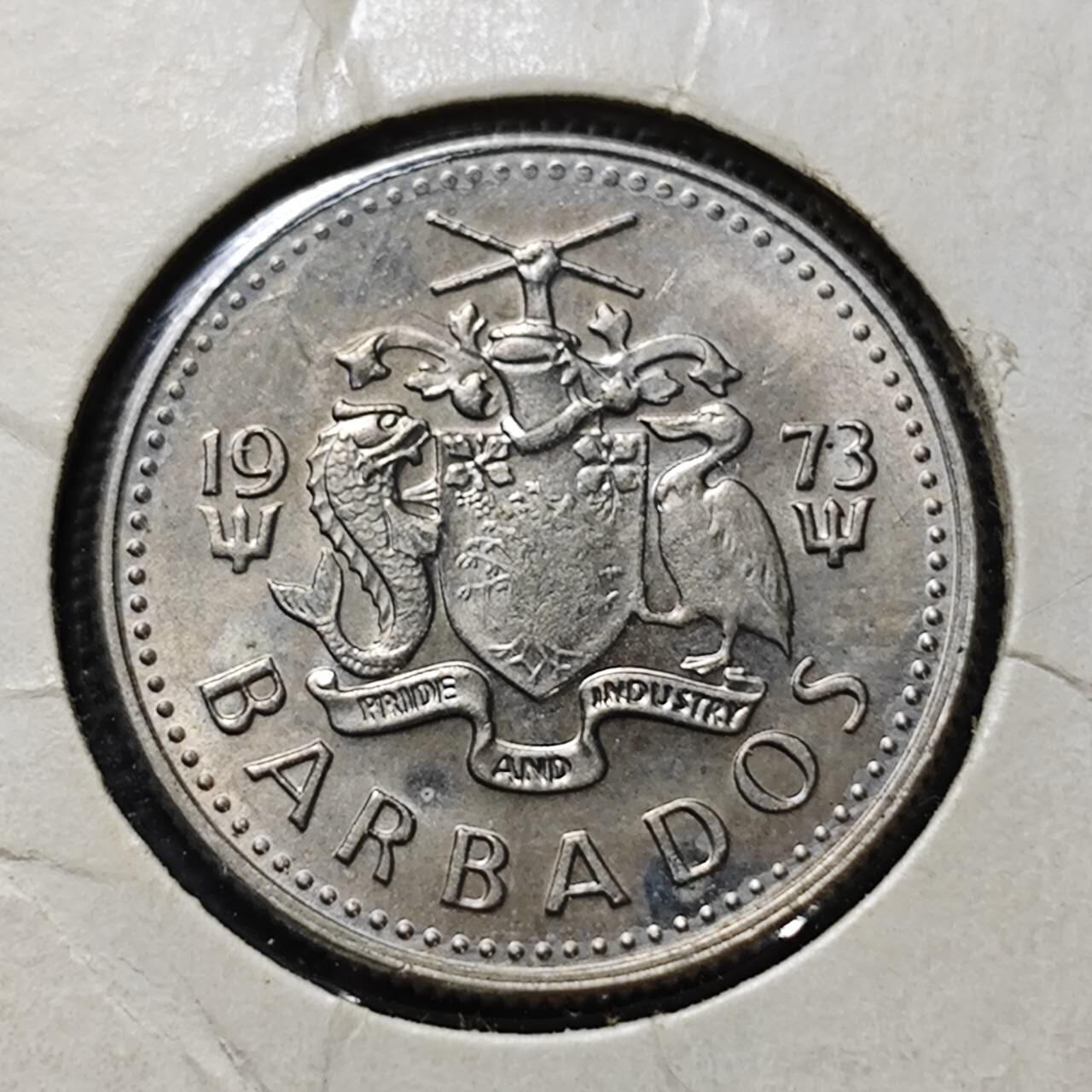 KK钱币收藏小铺   第405期 2月预留时间 周末发货 1973巴巴多斯10分 好品