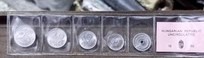 北京马甸外国币专卖第148期，非贵金属外国流通币，纪念币币，中国早期纪念币专场，陆续上拍，欢迎关注 - 匈牙利官方塑封1990年铝币套币，过渡版：稀少品种