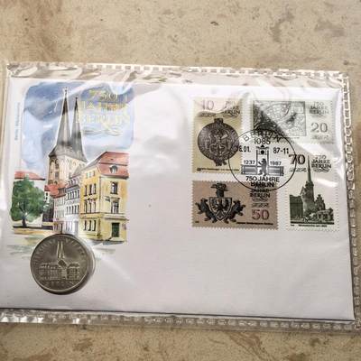 道一币馆币章第一百六十八场 - 邮币封 民主德国1987年柏林尼古拉斯区750周年5马克纪念币