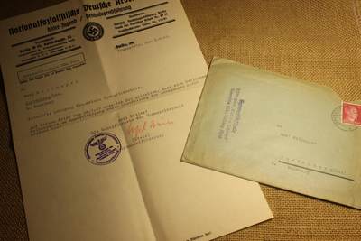 2026.3.14德系主题拍卖 - 德三希特勒青年团分支机构德国少女联盟发出的通知函，内容大意是因故取消日常训练，1942年8月5日，年代久远纸张略有痕迹。