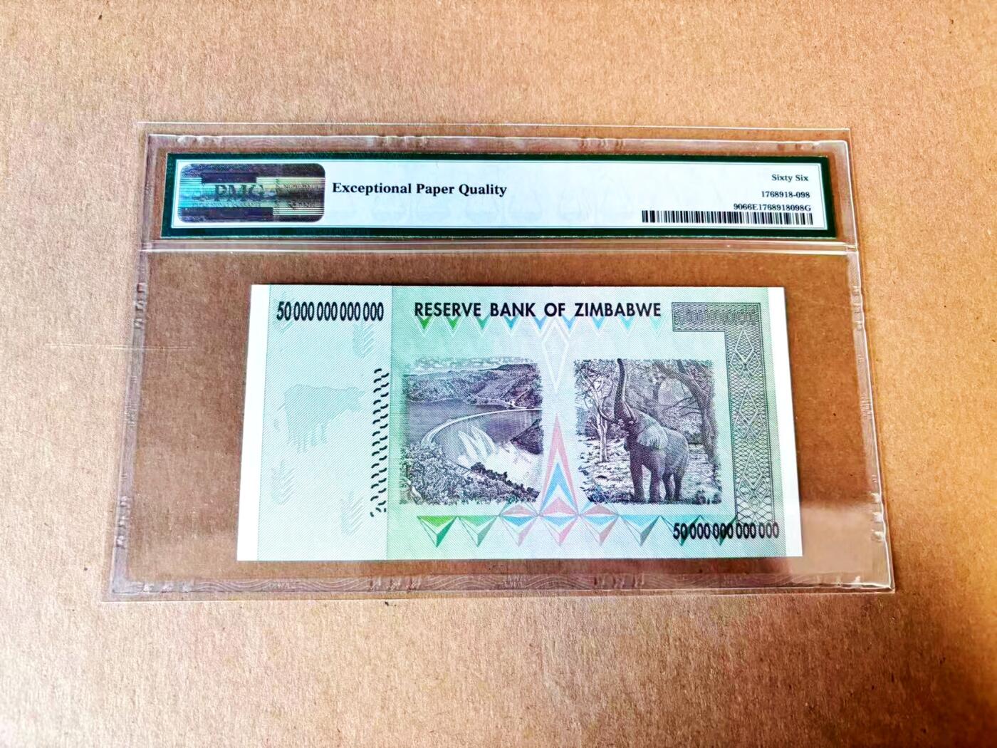 【Blue Auction】世界纸币精拍第793期——18级TOP拍卖/信誉/品质/专业/高效💫 【AA无47】津巴布韦 2008年50万亿元 PMG66EPQ 