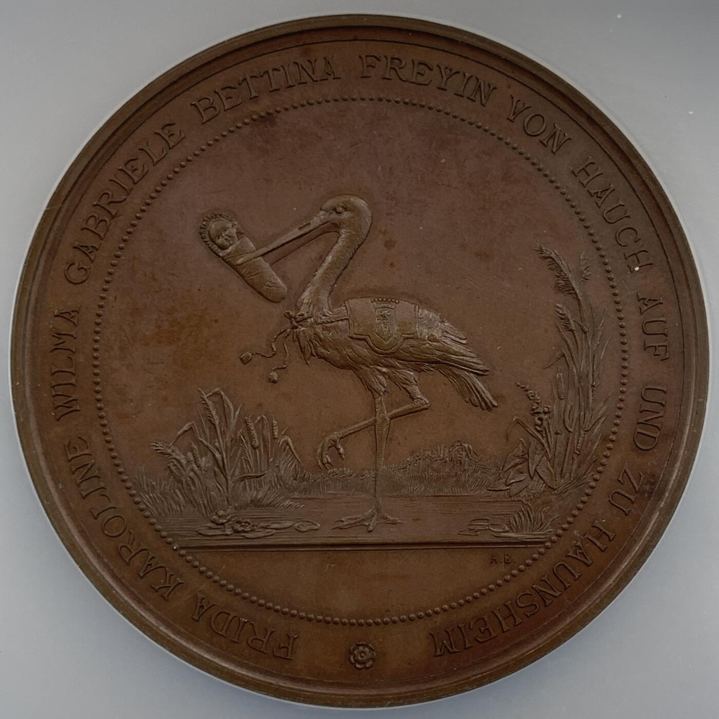 掌中浮雕-藏着的欧洲第054场 NGC MS63 : 1874年德国巴伐利亚豪恩斯海姆城堡纪念铜章 ，A. Börsch雕刻，50mm