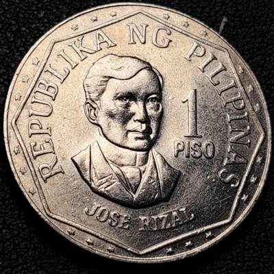 泉币菌-第207场-拍品多 请提前出价 - 原光极美 菲律宾1比索镍币 1976年 国父黎刹 29mm 