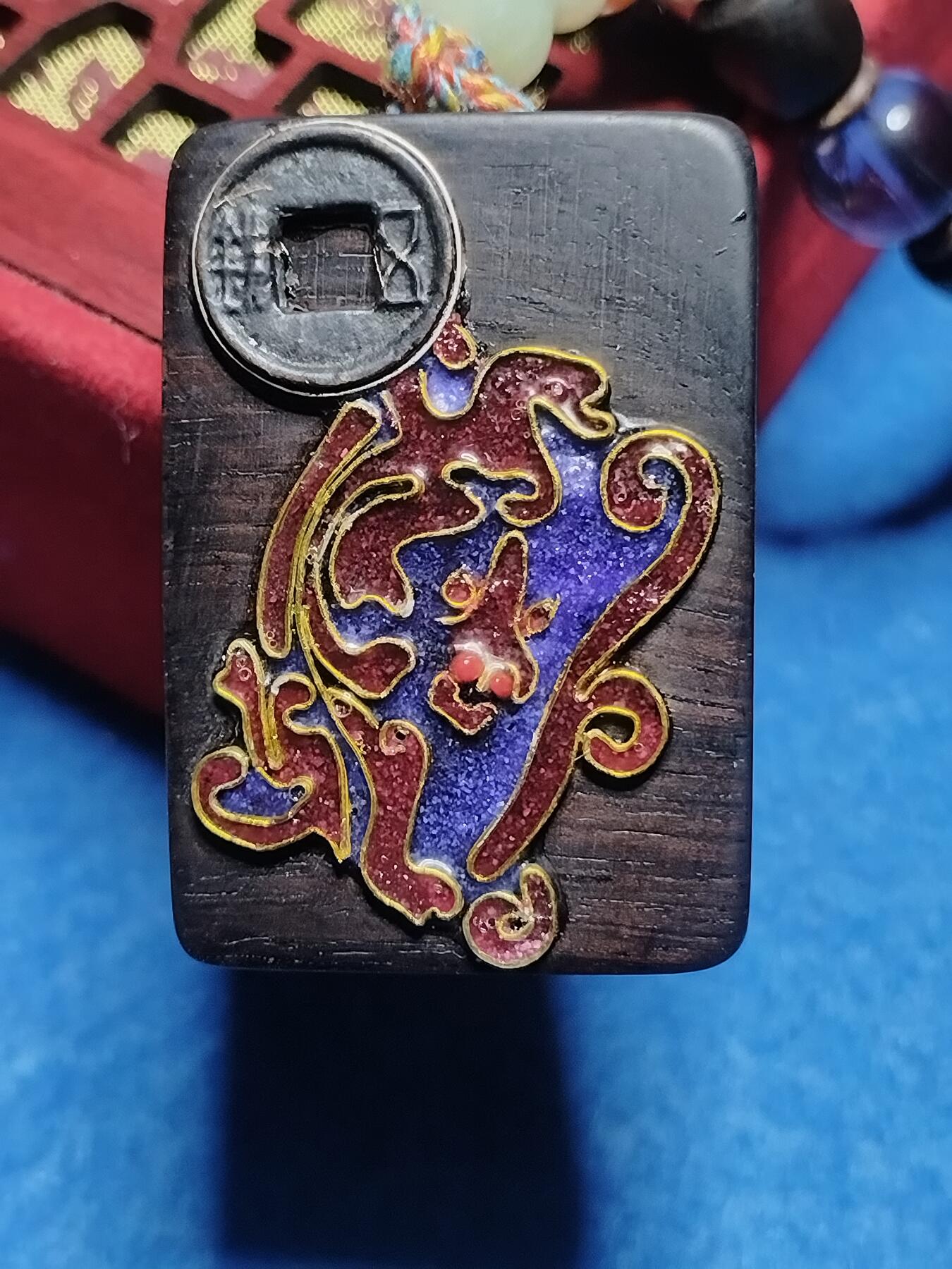 把古韵和福气戴在腕间黑檀木掐丝平安牌   