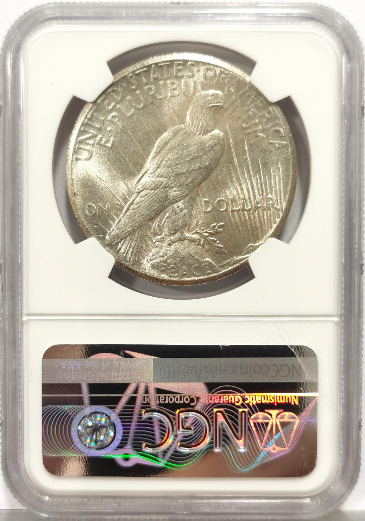 博洋堂世界钱币拍卖第164期（全场包邮） NGC MS63 美国1927 和平银币 麦稀奇首见 和平银元关键年 产量仅为84.8万枚 为系列中第二低 此枚品相极佳 难得一遇的藏品