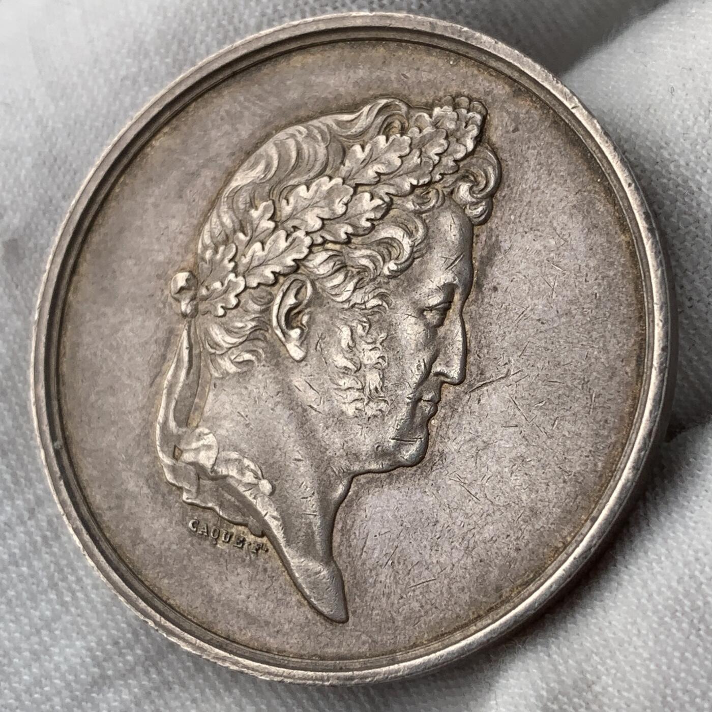 掌中浮雕-藏着的欧洲第054场 1833年法国商业与保险经纪人银章，34.5mm, 17.8g，油灯边铭