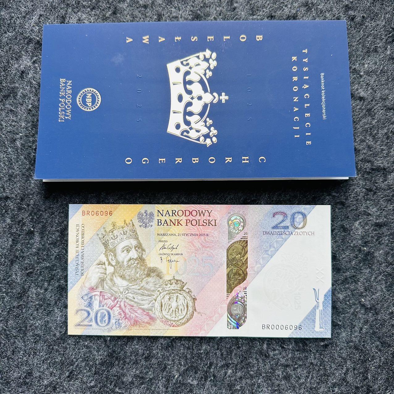 🇵🇱2606¥ ¥波兰2025年20兹落提Hybrid窗口复合钞，纪念波列斯瓦夫一世加冕1000周年（带册和宣传册）