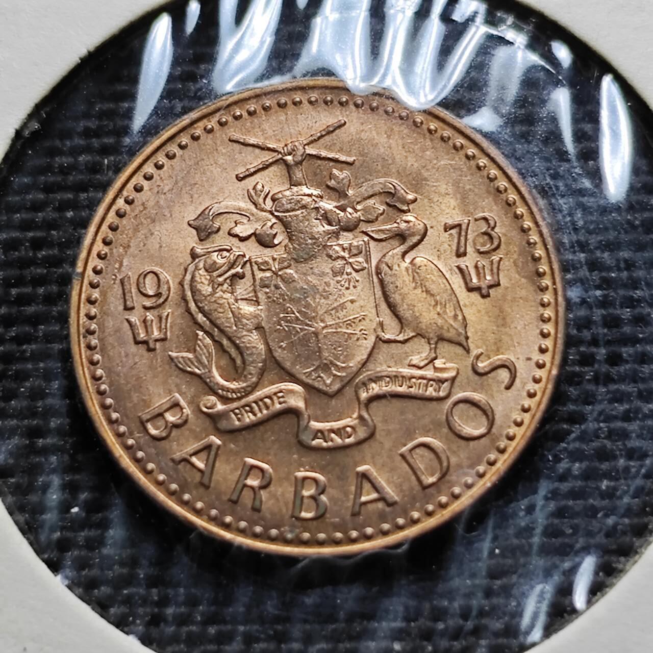 KK钱币收藏小铺   第405期 2月预留时间 周末发货 1973巴巴多斯1分 