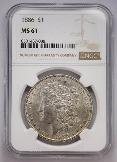 观钱 近现代机制币拍卖No.004（全场顺丰包邮）  - 美国1886 年摩根银元（NGC MS61）
