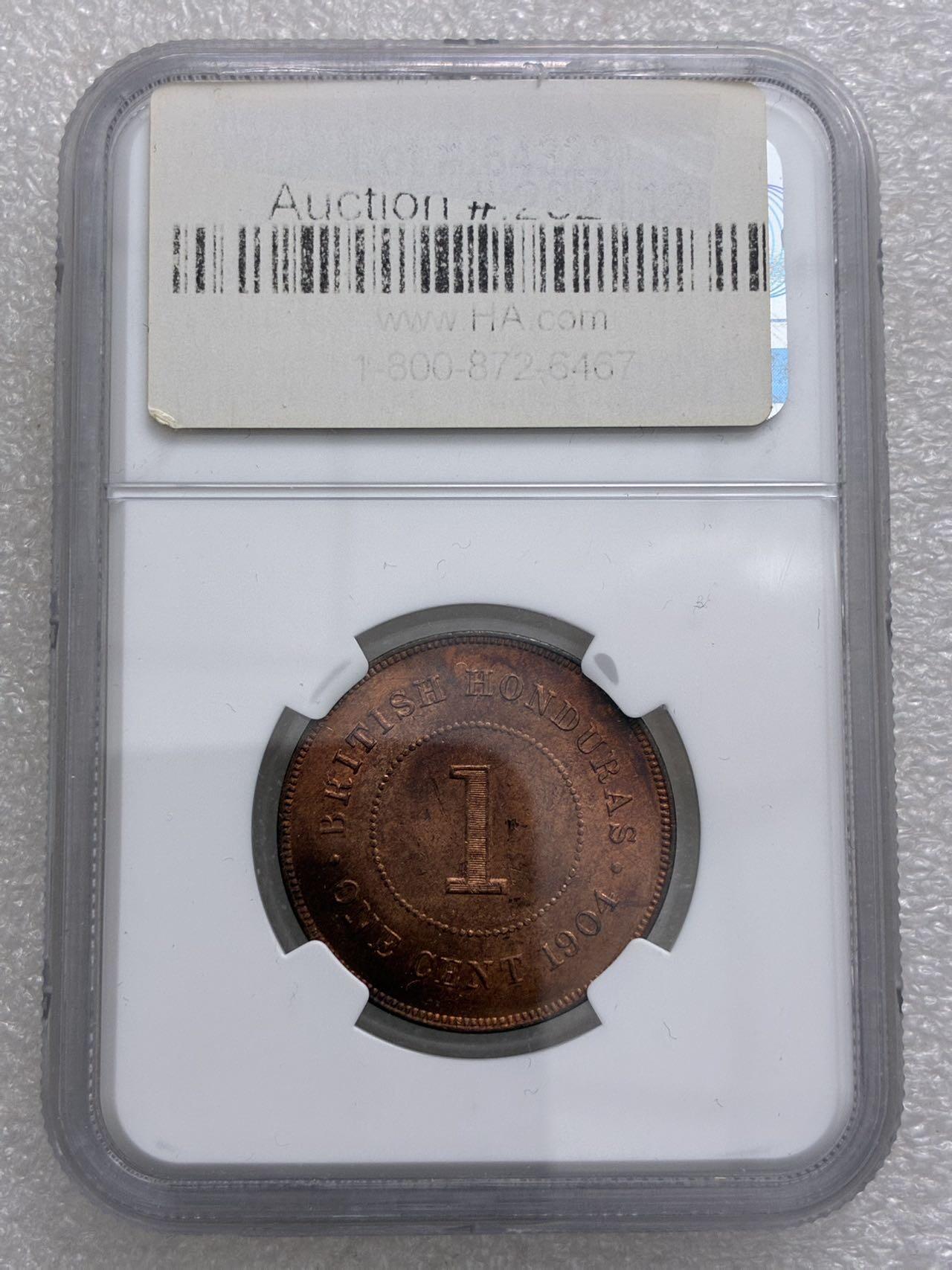 NGC MS64 RB 英属洪都拉斯 1904年 爱德华七世 1分 铜币