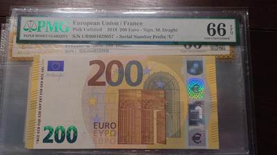 世界钱币～微拍第238期暨2026年第19期  部分尾货整理陆续低价起拍清仓 - 2019年200欧元 PMG66E