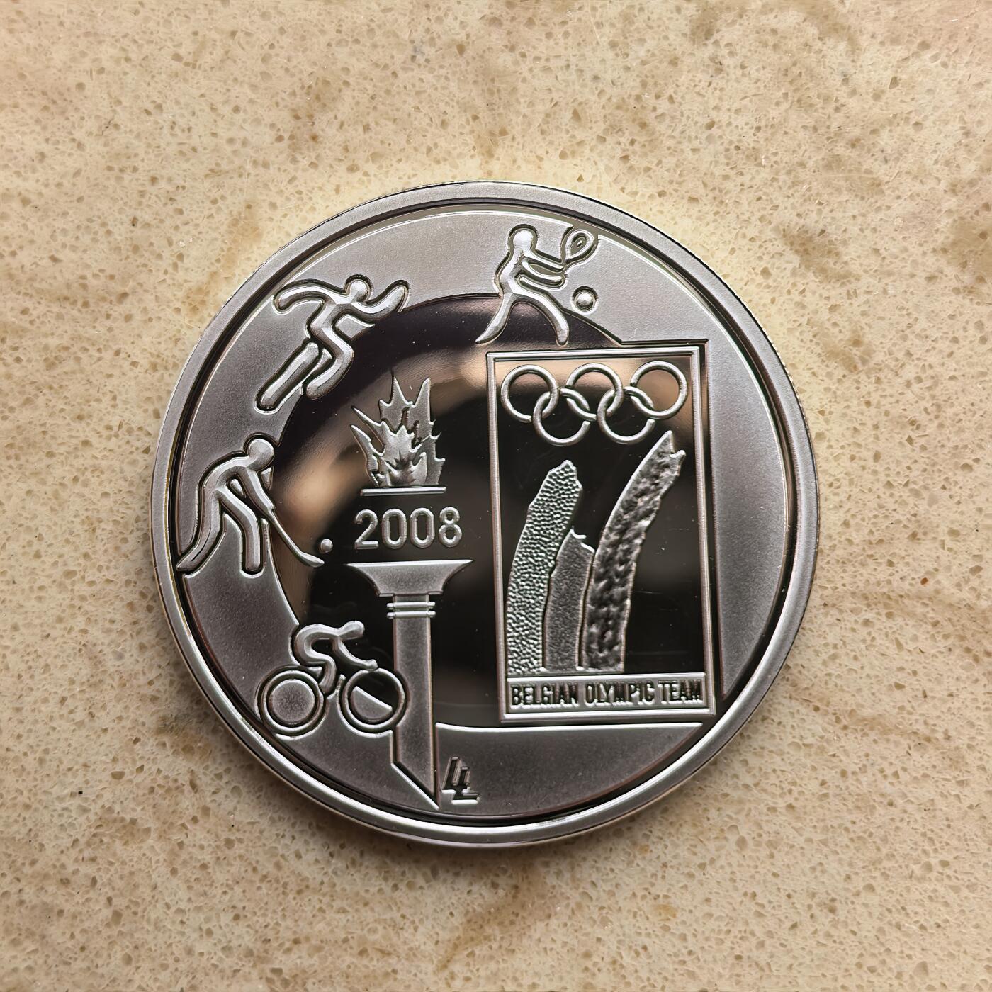 道一币馆币章第一百六十八场 原盒证 比利时2008年北京奥运会10欧元精制银币 