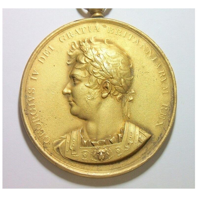 【艺术】英国艺术大章1820年 乔治四世高浮雕精制超大镀金章 68MM 101克 鎏金工艺（蘸金水）金层要厚