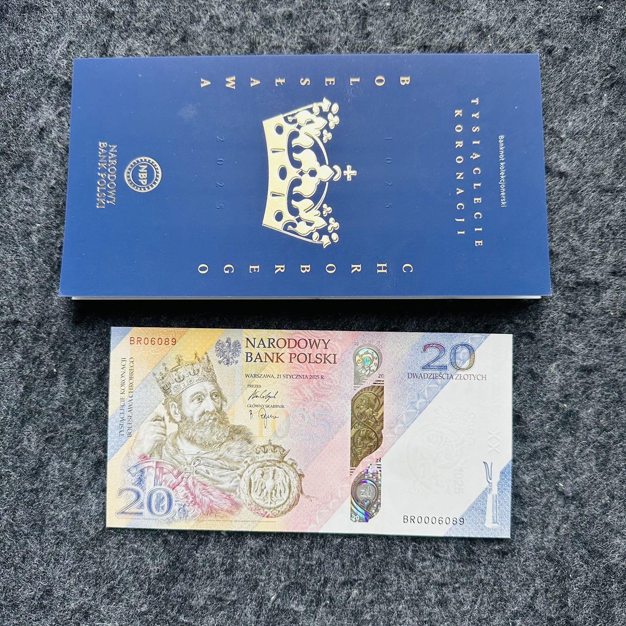 🇵🇱2606¥ ¥波兰2025年20兹落提Hybrid窗口复合钞，纪念波列斯瓦夫一世加冕1000周年（带册和宣传册）