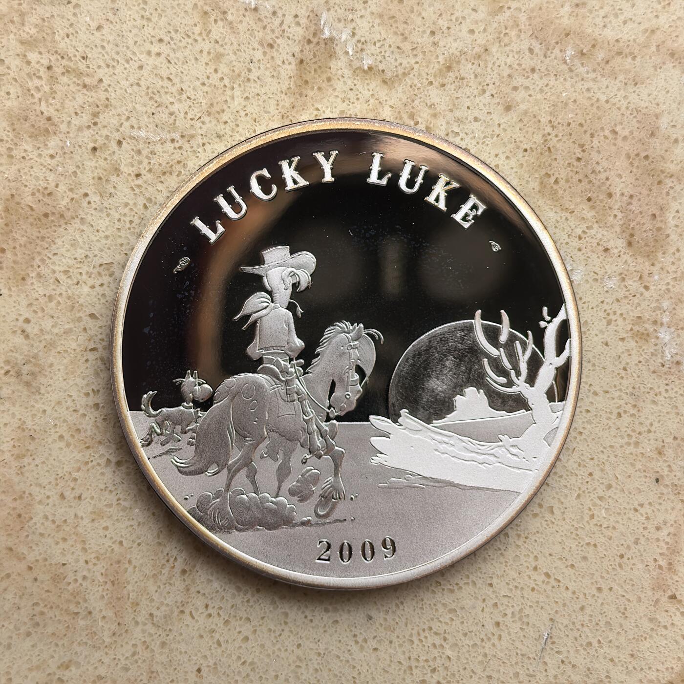 道一币馆币章第一百六十八场 原盒证 法国2009年动画角色-幸运的卢克10欧元精制银币 22.2g 900s 5000