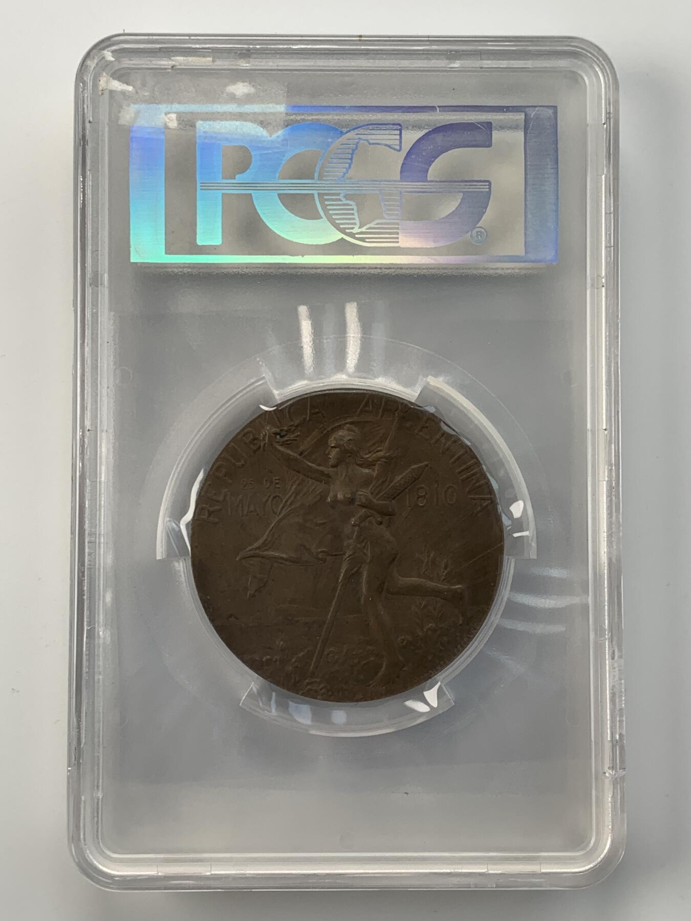 掌中浮雕-藏着的欧洲第054场 PCGS SP63 : 1910年阿根廷独立100周年纪念铜章，57mm