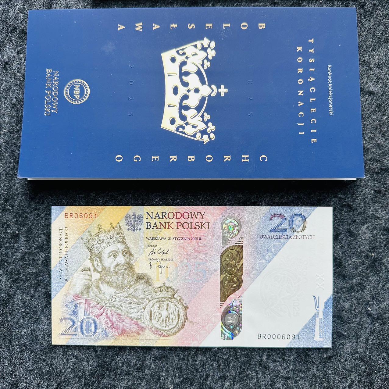 🇵🇱2606¥ ¥波兰2025年20兹落提Hybrid窗口复合钞，纪念波列斯瓦夫一世加冕1000周年（带册和宣传册）