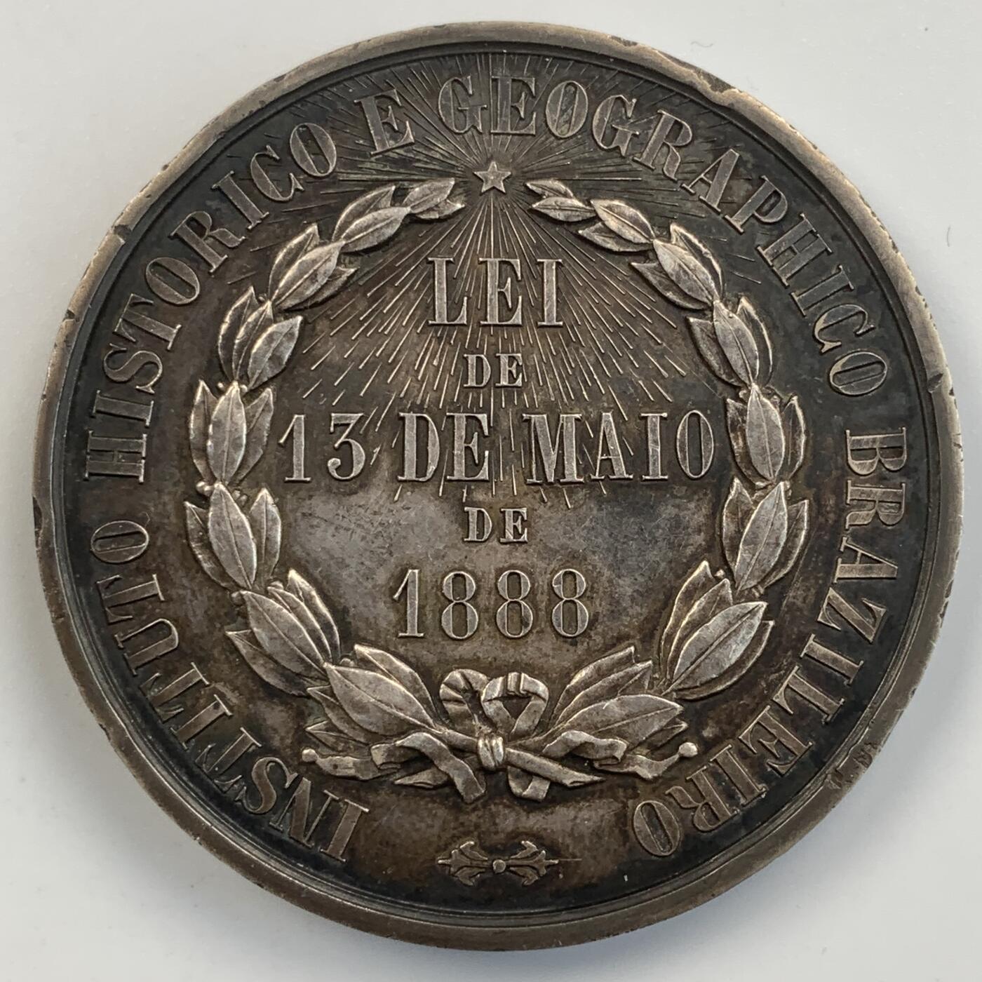 掌中浮雕-藏着的欧洲第054场 1888年巴西颁布《黄金法》废除奴隶制纪念银章，正面：巴西摄政王伊莎贝尔公主，46.5mm，49.85g