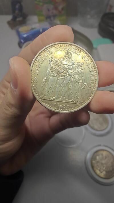 MS级极品黄油转光法国大力神银币