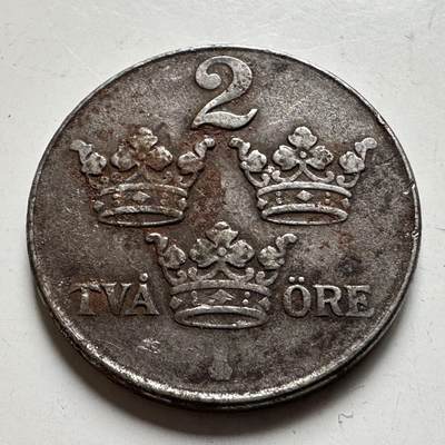 🌹外币初藏🌹🐯2026年第27场   每周二四六晚8️⃣点 接代拍 - 瑞典 1945 古斯塔夫五世 2欧尔铁币 