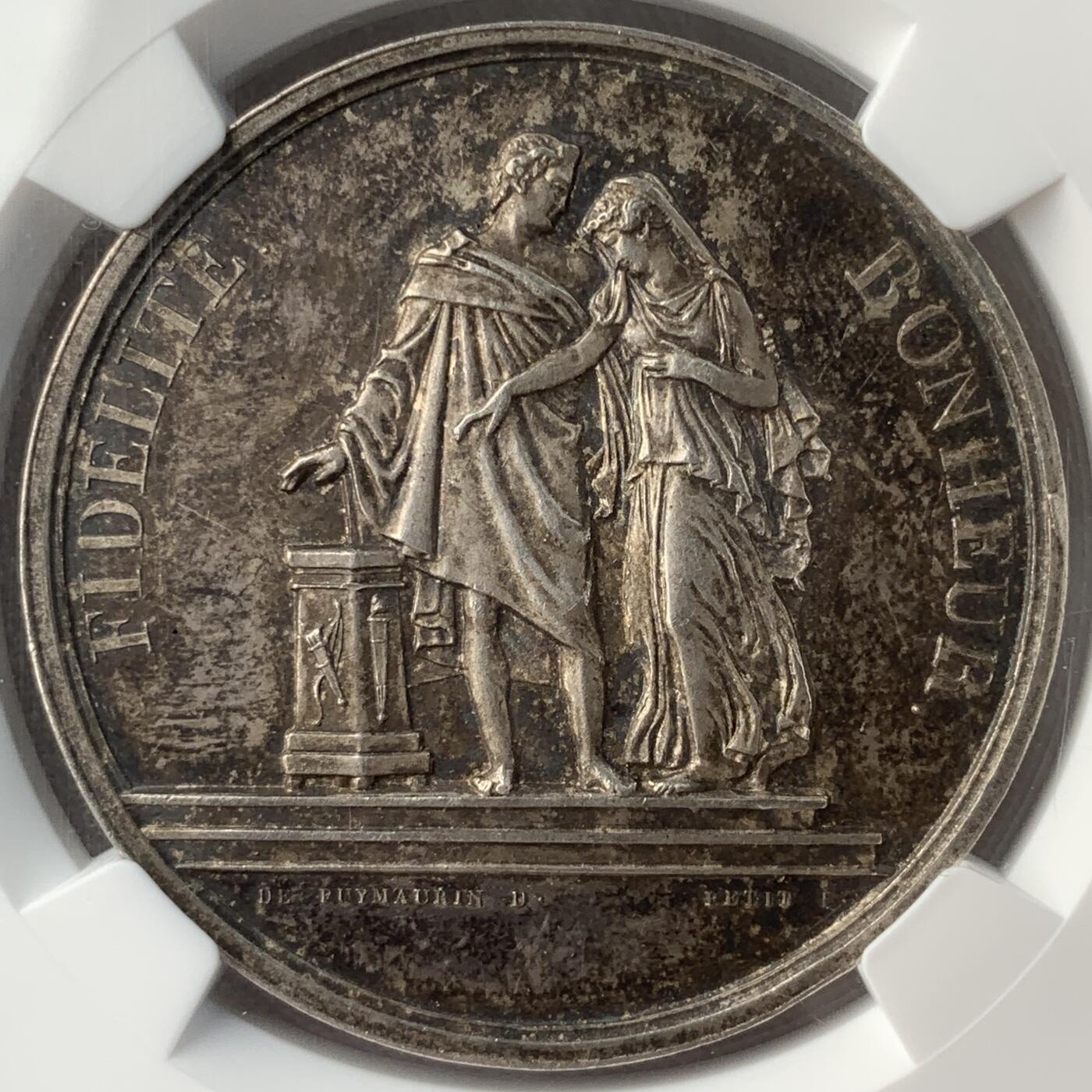 掌中浮雕-藏着的欧洲第054场 NGC MS61 : 法国结婚银章，39mm